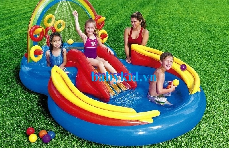 Bể bơi phao cầu trượt trẻ em 57453 giá rẻ